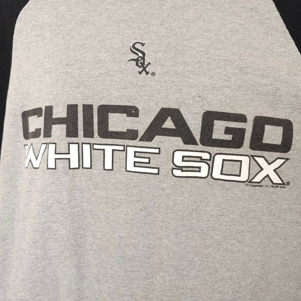 Vintage Chicago White Sox T Shirt Mens Size 2XL Y2K Gray MLB Baseball Raglan Tee - Picture 3 of 7